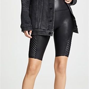 Black leather moto spanx biker shorts